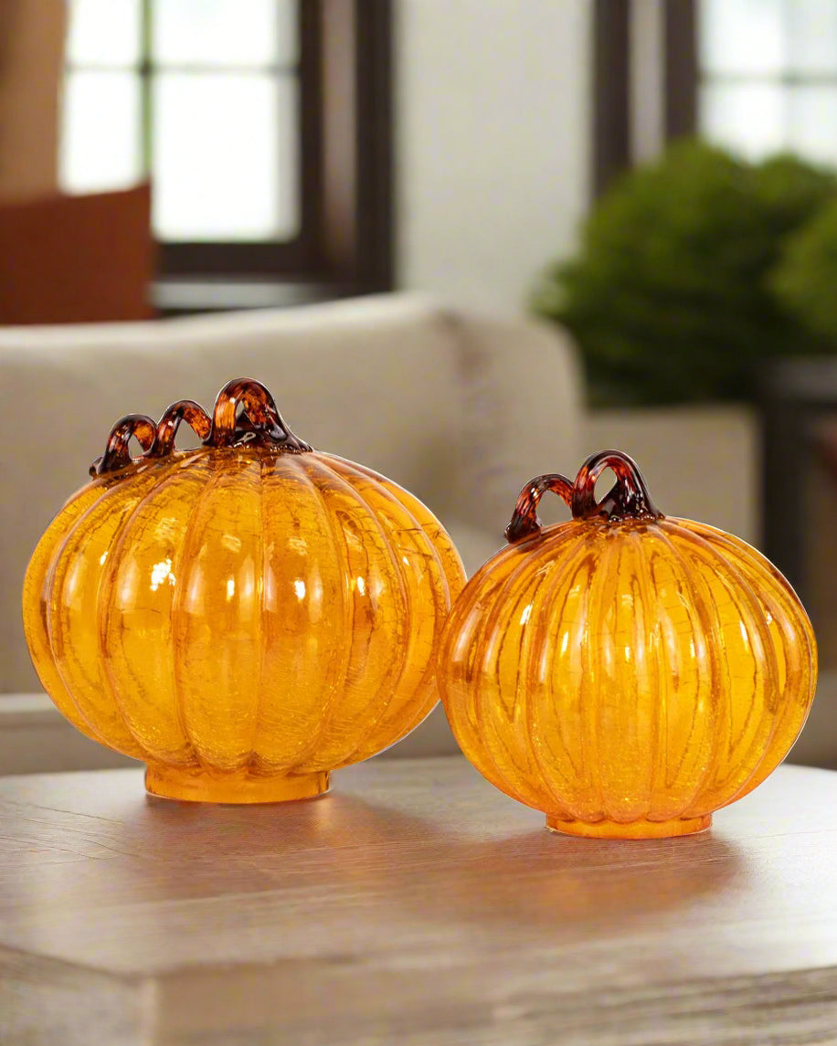 Dawson Glass Pumpkin – Orange/Brown (6" x 7")