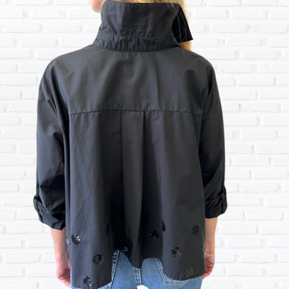 Abby Swing Sequin Top-Black