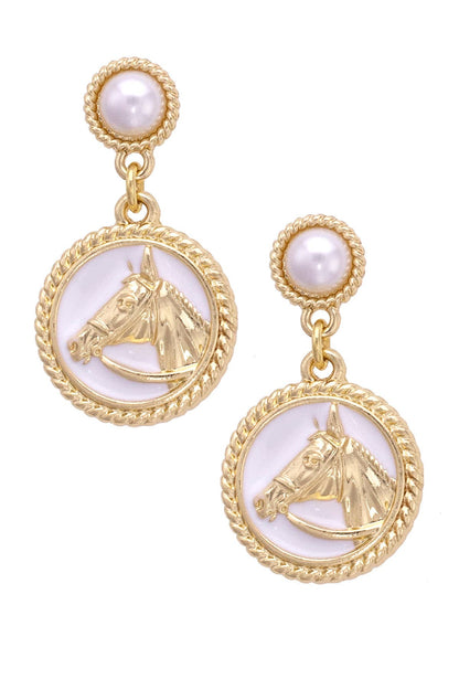 The Horse Pearl Drop Earrings