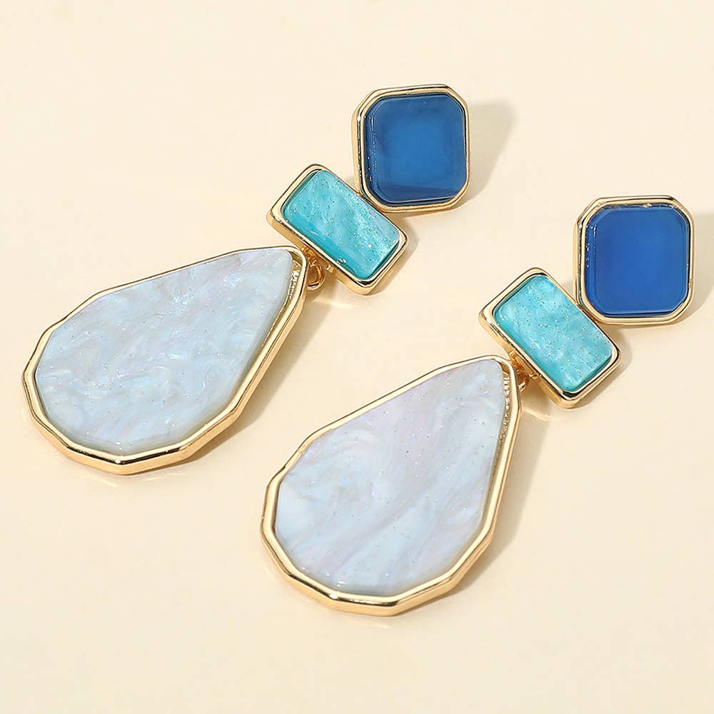 Noelle Geometric Resin Plate Drop Earrings