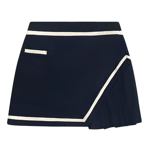 Ashley Herrera Olivia Tennis Skort in navy, sporty women’s skort with built-in shorts and stylish design for activewear.