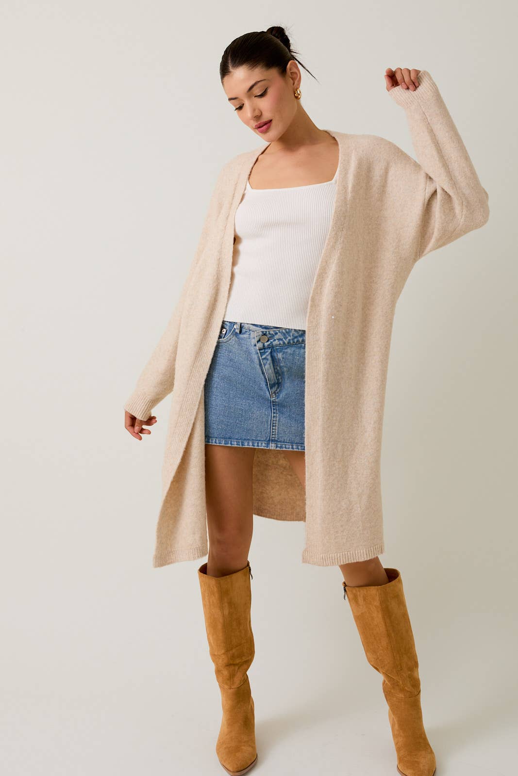 The Maeve Oatmeal Cover-Up  Cardigan Sweater