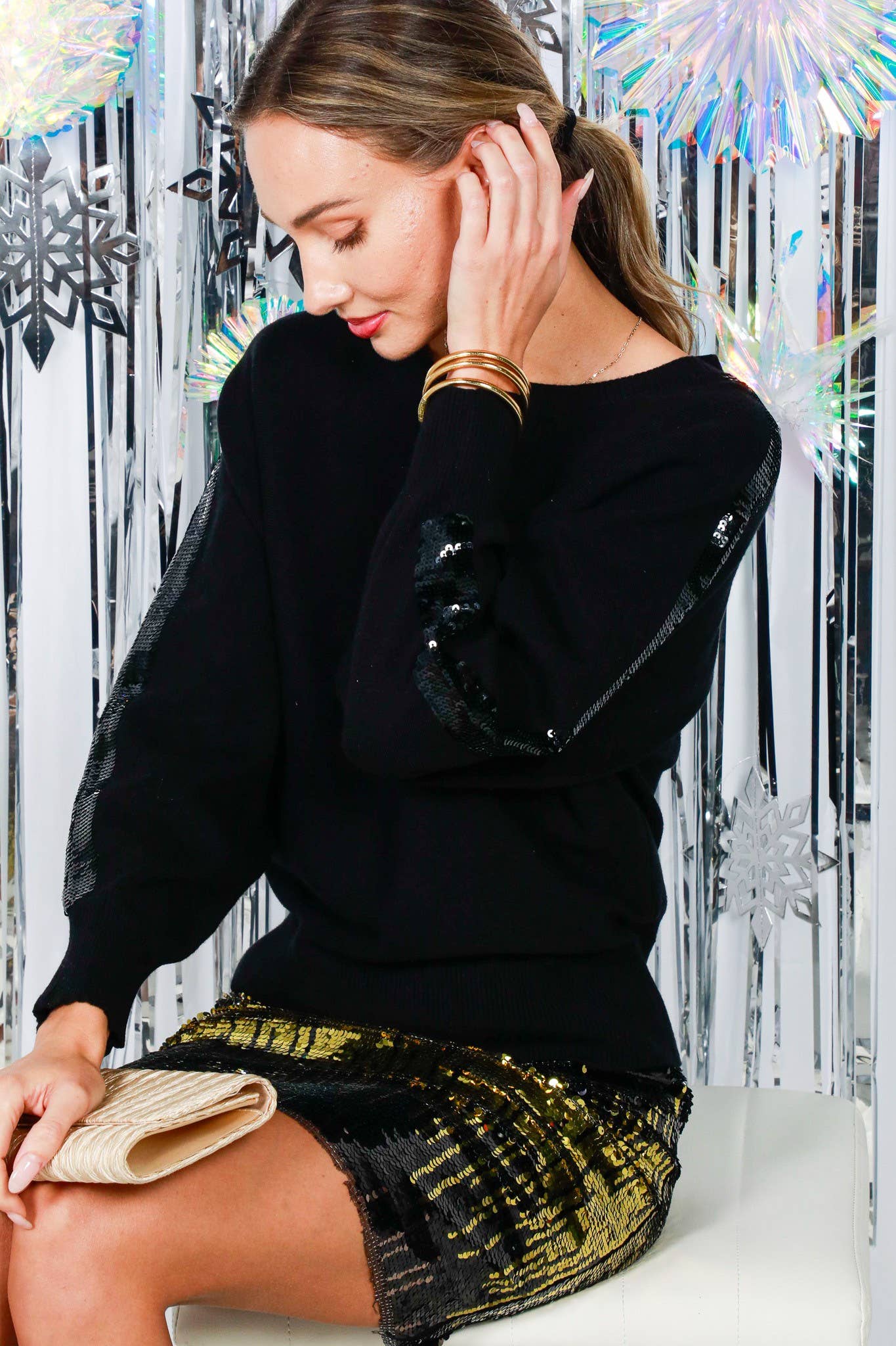 Vivian Sequin Detail Dolman Sweater