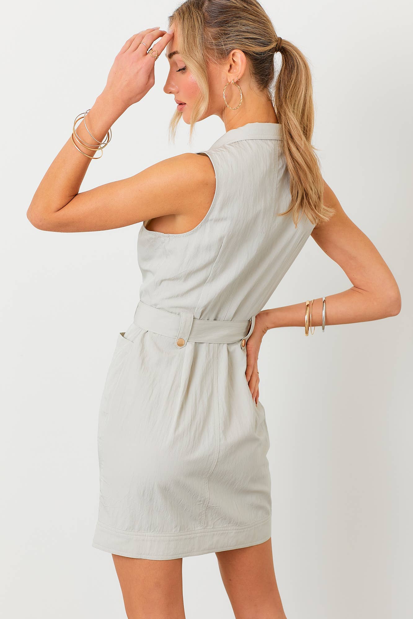 The Remi Utility Mini Dress BABY PINK