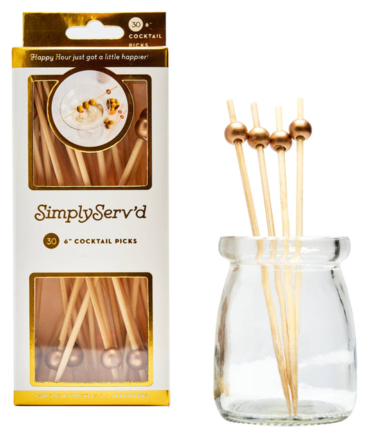 Party Pick Fancy Bamboo Toothpicks – Classic Gold