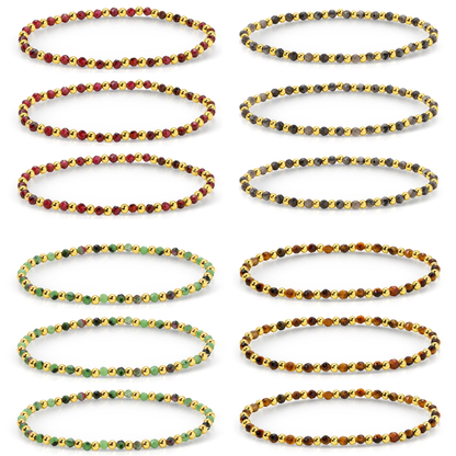 Bracelet Bar – Stretch Beaded w/ Stone Accents (Gold)