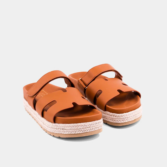 Izzy Jute Platform Slide (Camel) ShuShop