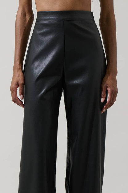 Anisa Leather Bern Wide-Leg Pants – Black