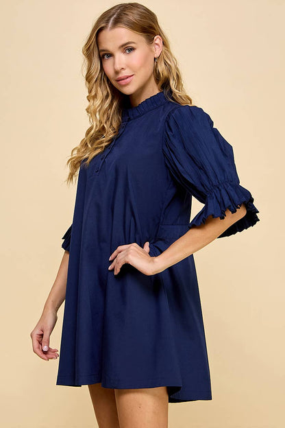 Grace Pleated Shift Dress