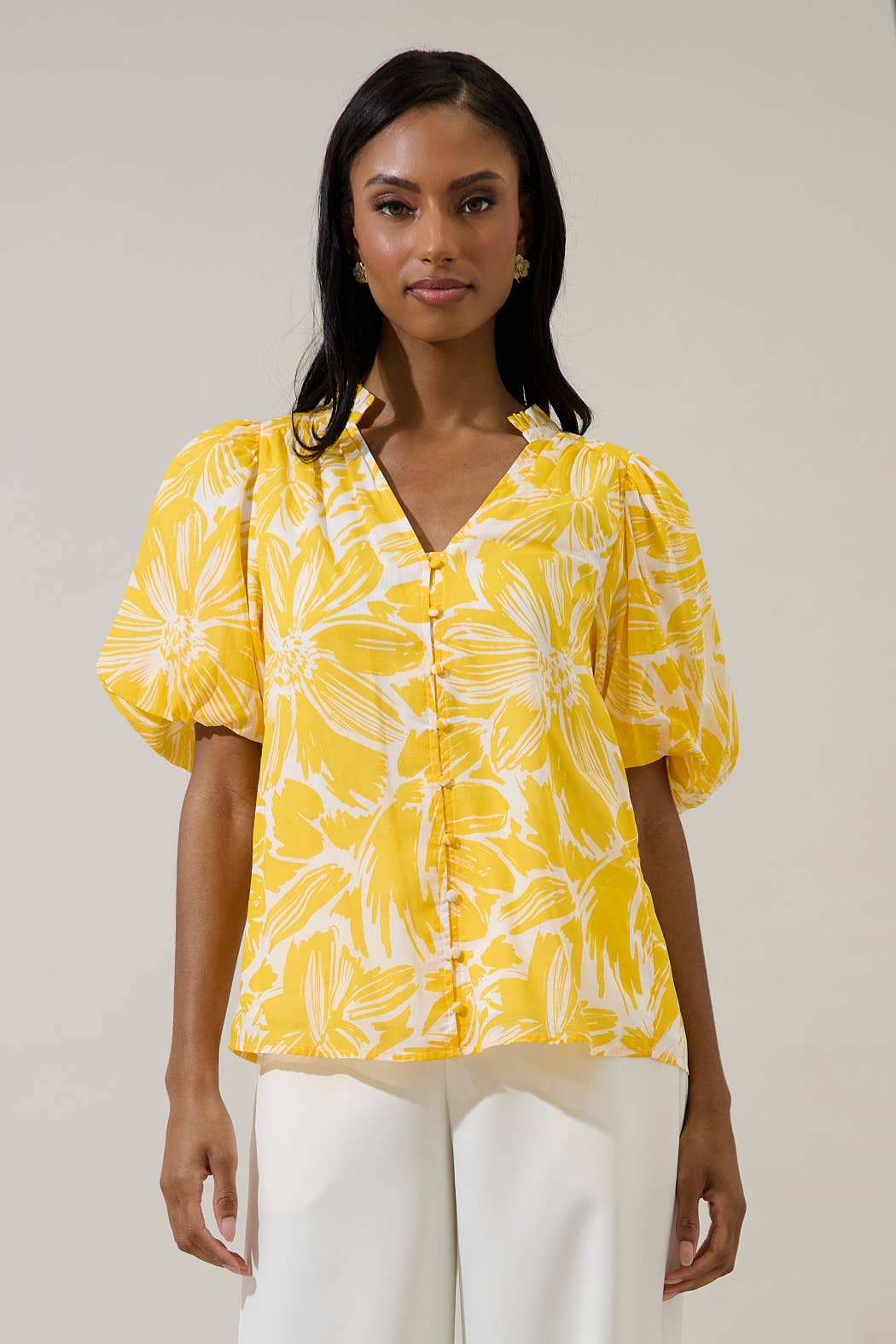 Sugarlips Aurelia Cream and Gold Heirloom Blouse, elegant tops with detailed gold accents and cream fabric, displayed on a hanger.