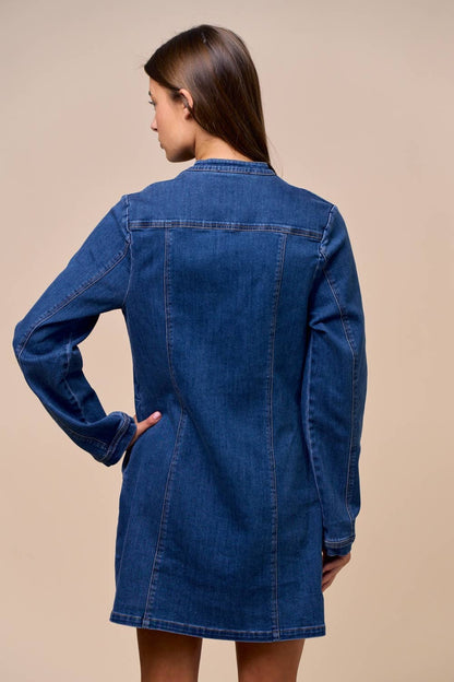 Sutton Long-Sleeve Denim Dress (Denim)