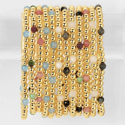 Bracelet Bar – 3mm Beaded (Warm, Alternating Stones)