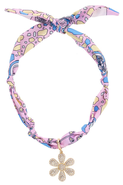 The Daisy Mae Pave Flower Scarf Necklace