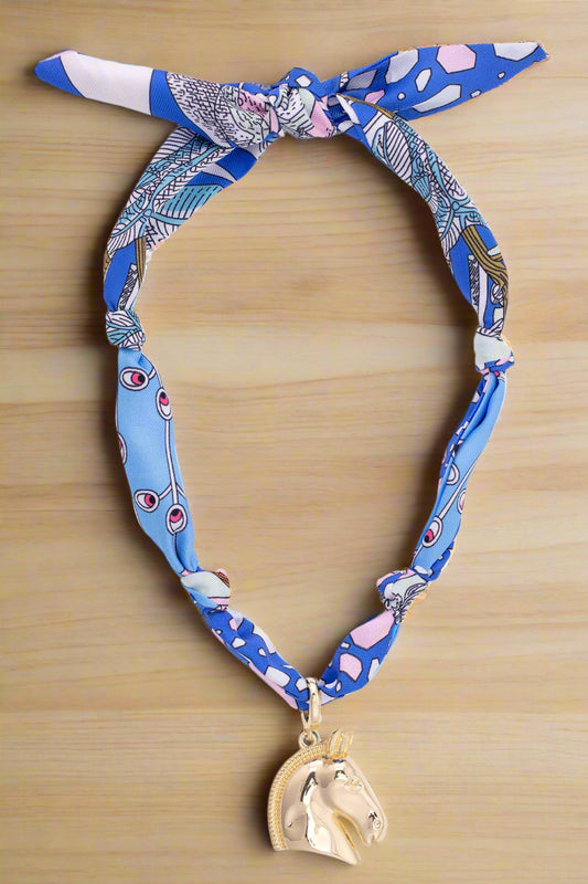 Ash Horse Head Scarf Necklace