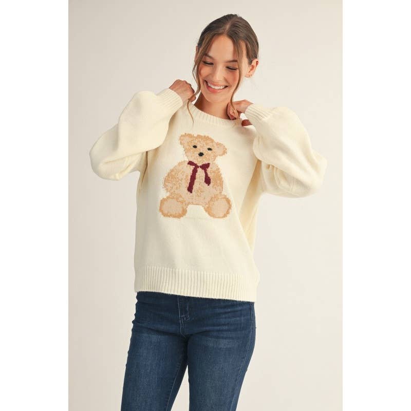 The Beatrice Teddy Bear Sweater — Ivory