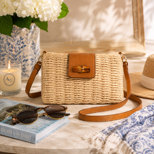 Capri Woven Raffia Crossbody Bag