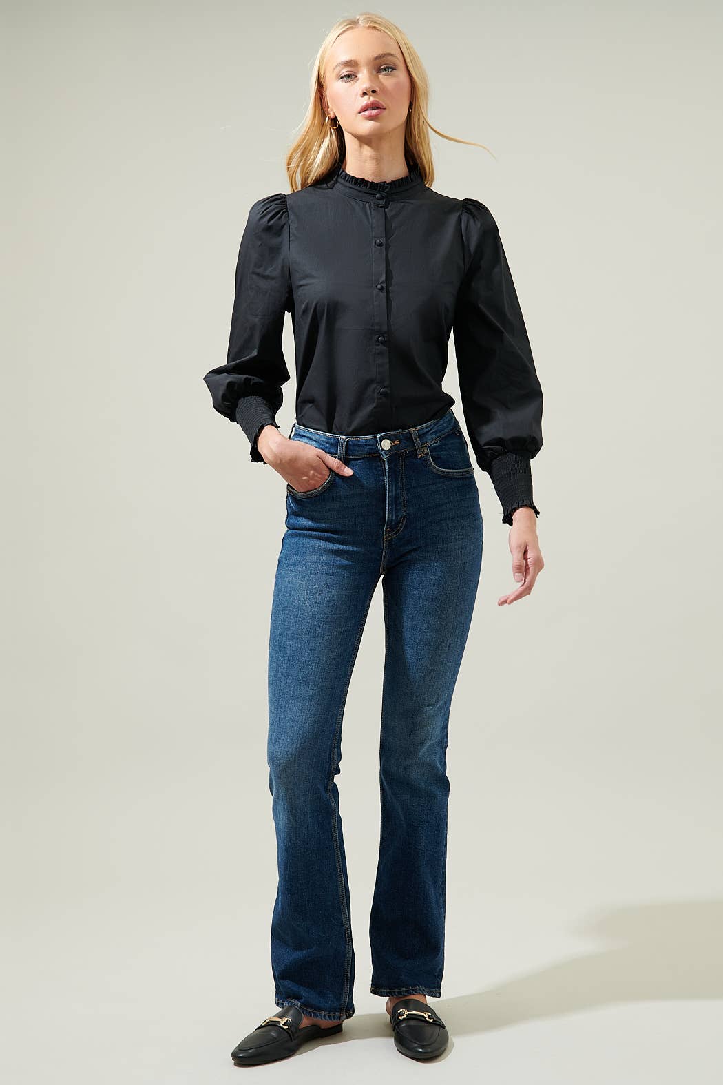 Sophia Ruffle Button-Down Top