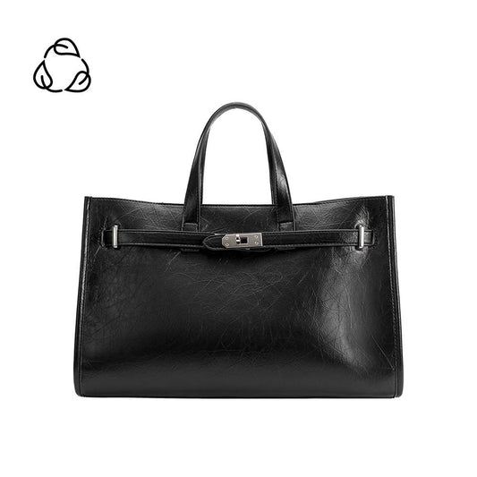 Sutton Black Recycled Vegan Leather Tote