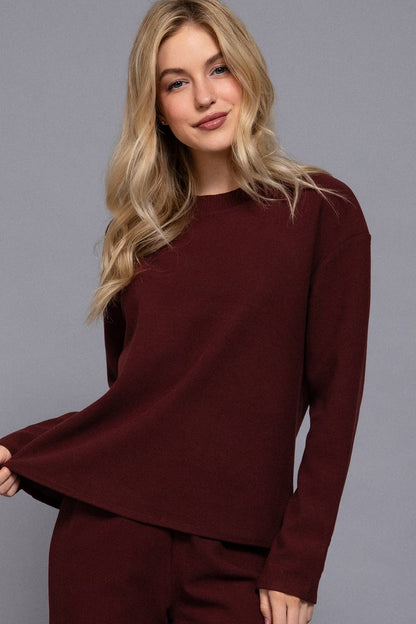 The Margot Soft Knit Lounge Top – Merlot