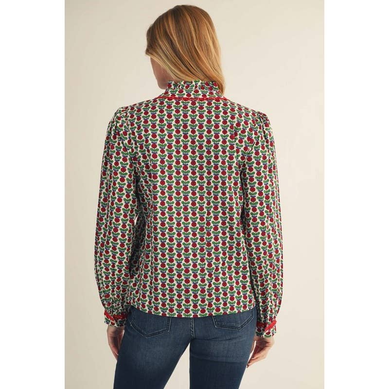 Off white vintage floral top from STYLE USA, The Rowan, featuring a feminine design and delicate floral pattern.