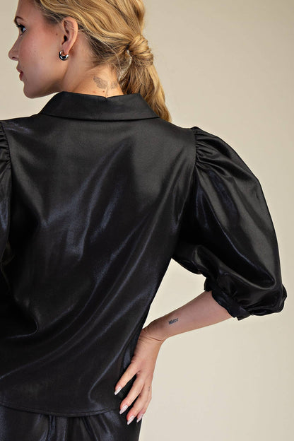 The Clara Puff Sleeve Button Down Top