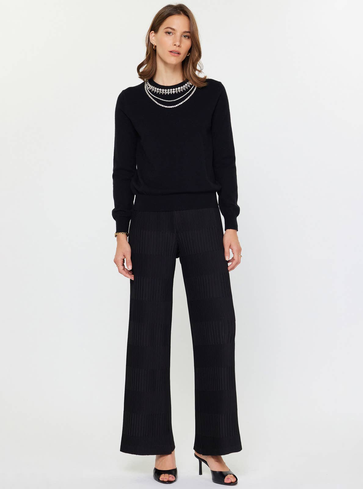 Jewel Detail Long Sleeve Sweater