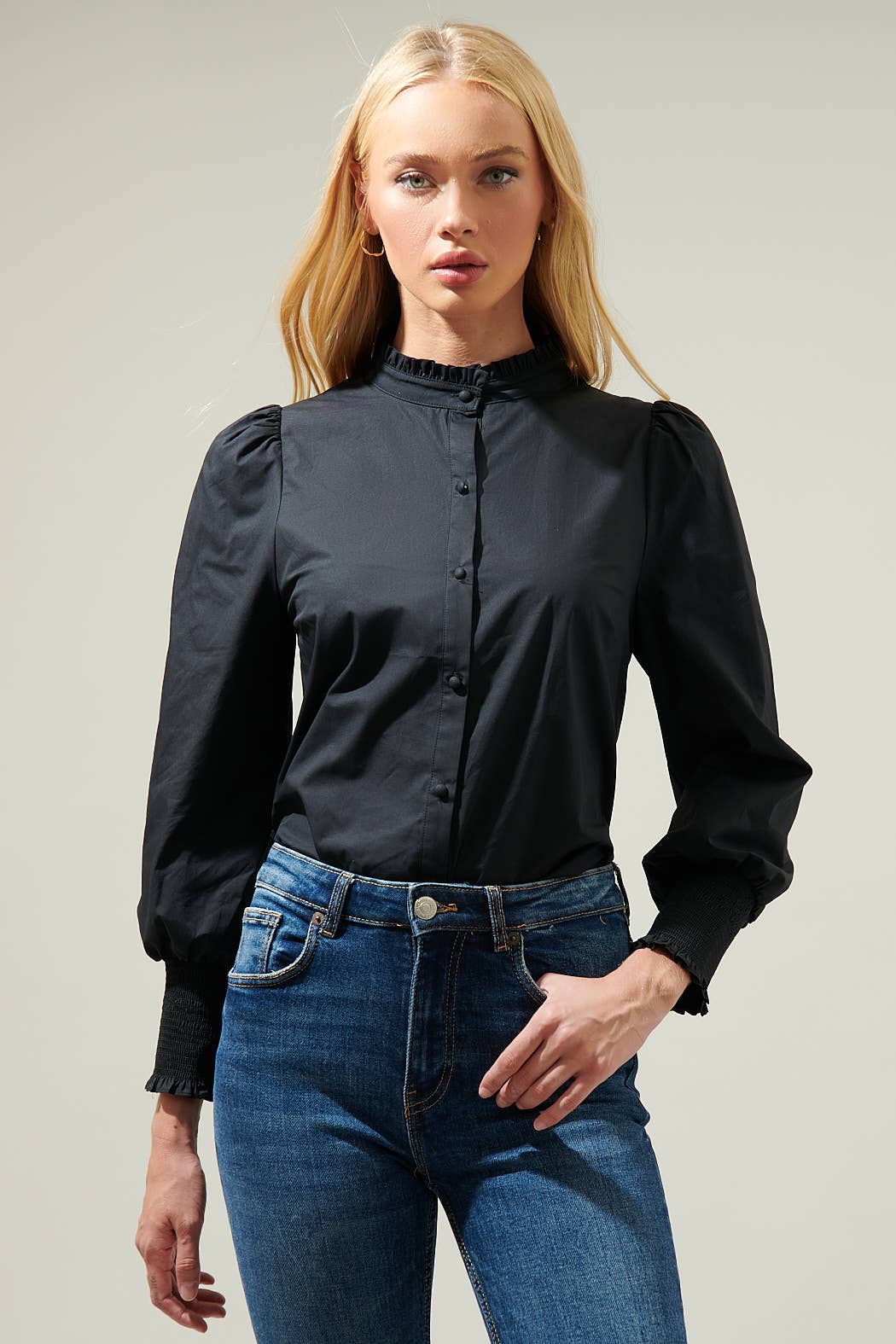 Sophia Ruffle Button-Down Top