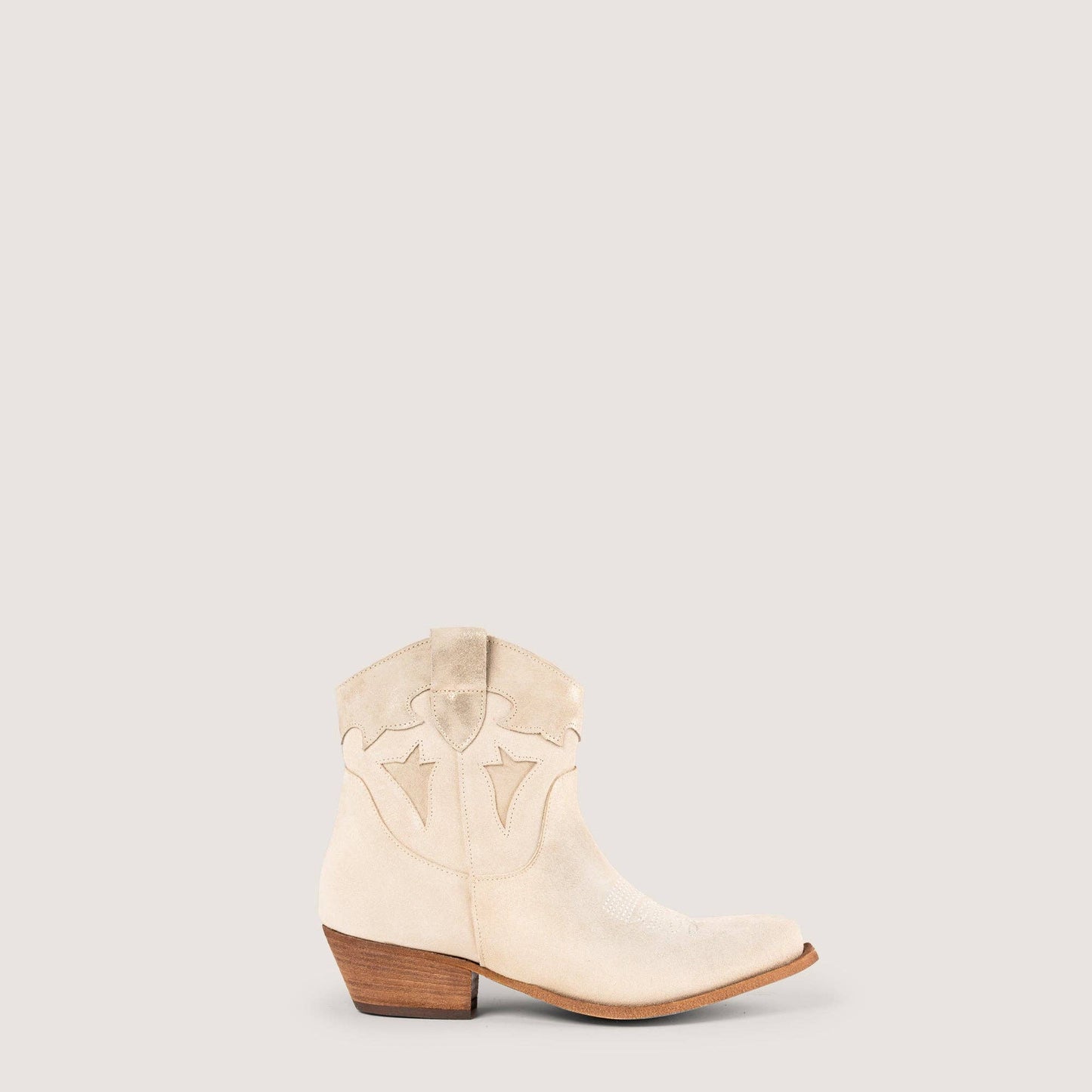 Vicky Shine Beige Texan Ankle Boots