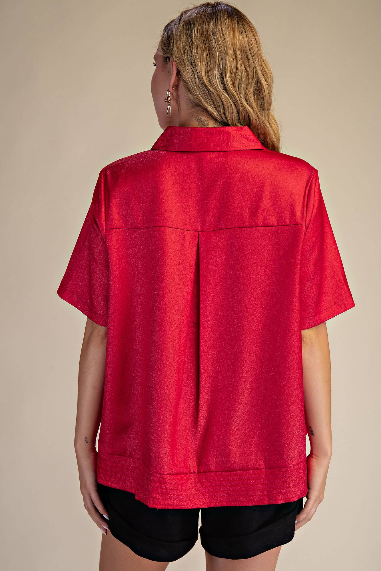 Sophie Short Sleeve Shirt Top – Red