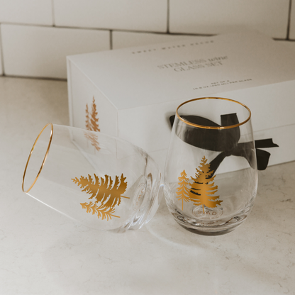 Trees Stemless Wine Glasses – Set of 2