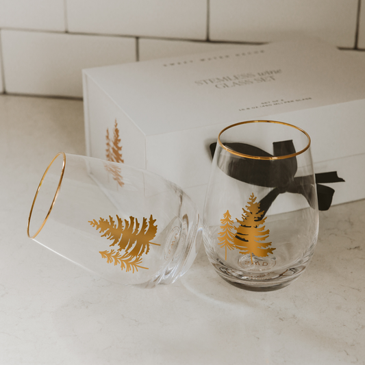 Trees Stemless Wine Glasses – Set of 2