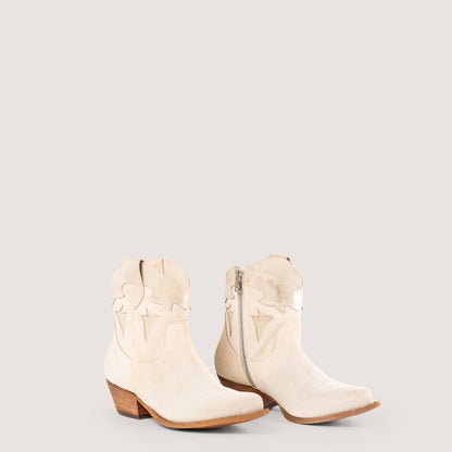 Vicky Shine Beige Texan Ankle Boots