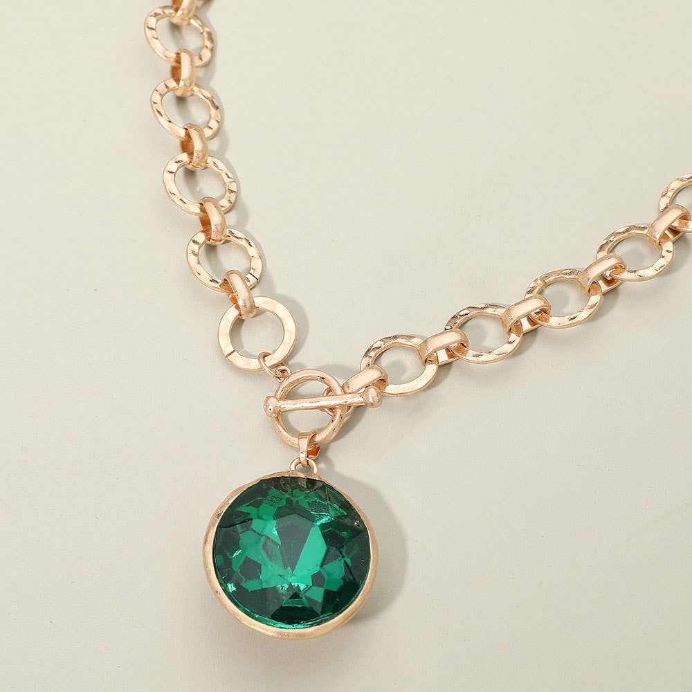 Vivienne Bold Oval Gemstone Pendant Necklace