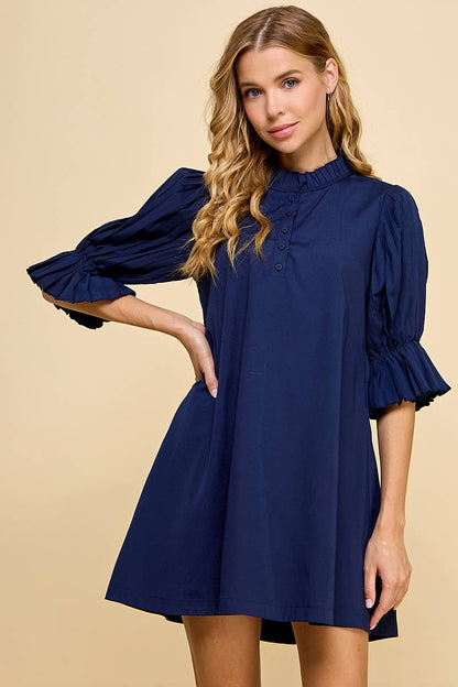 Grace Pleated Shift Dress