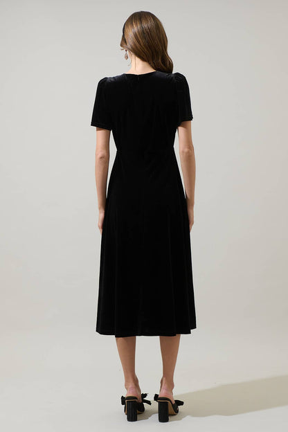 Mirba Velvet A-Line Midi Dress