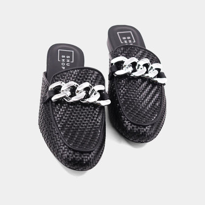 Alexis Woven Chain Mule (Black) ShuShop