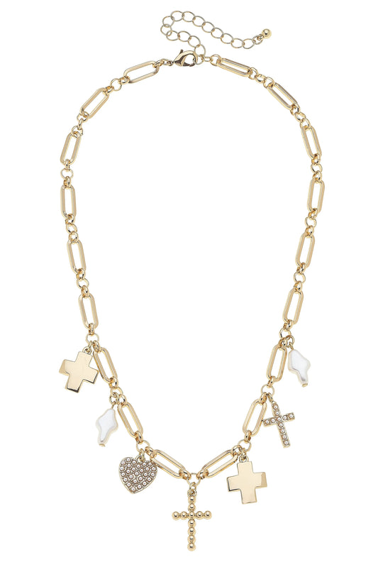 Abigail Multi Cross Charm Necklace - Jewelry