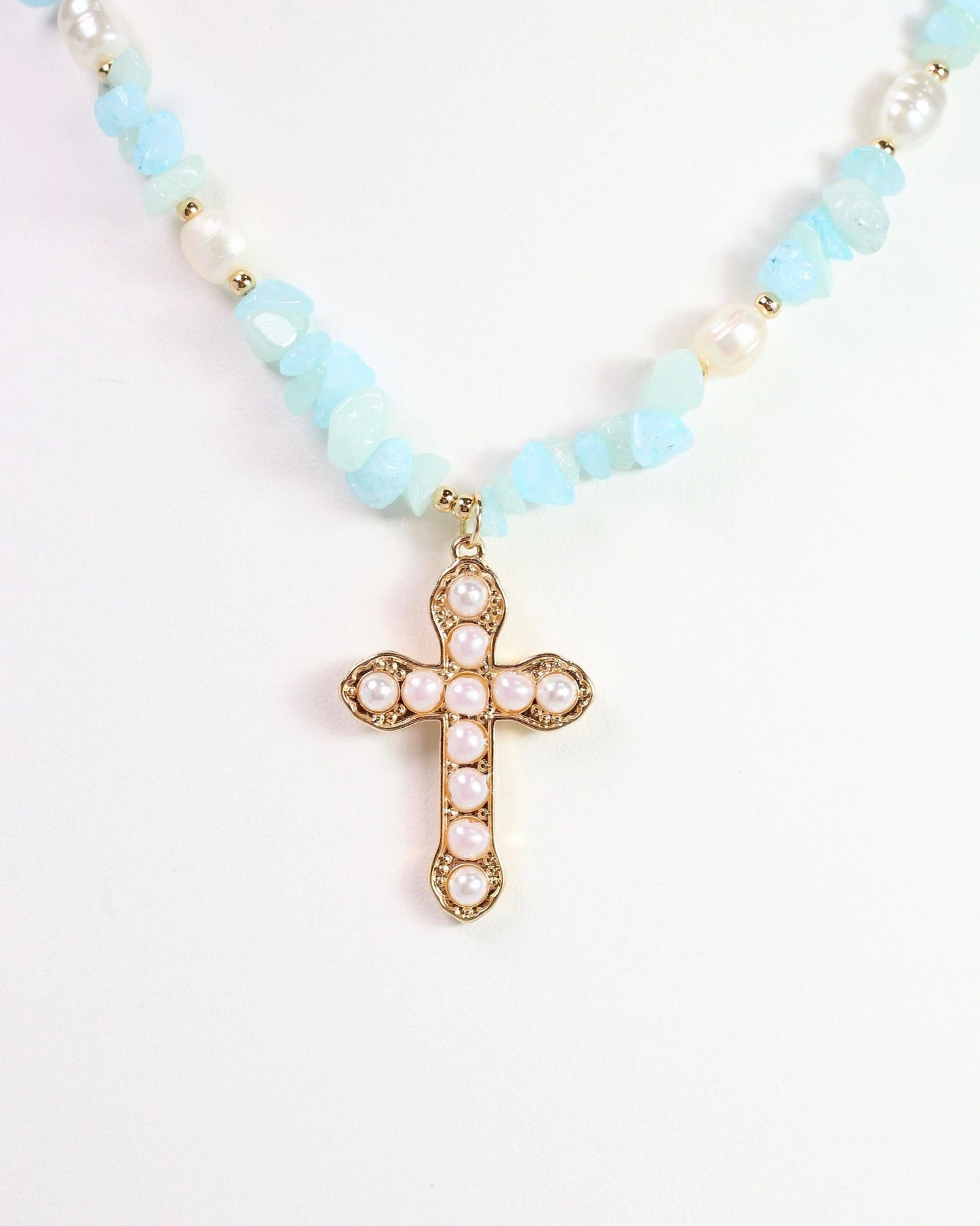 Ankara Beaded Cross Necklace - Jewelry