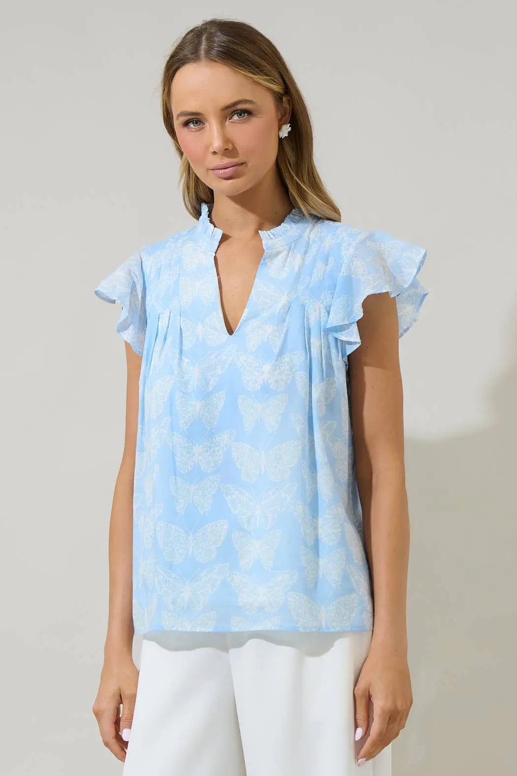 Aubry Butterfly Cindi Ruffle Top - Tops
