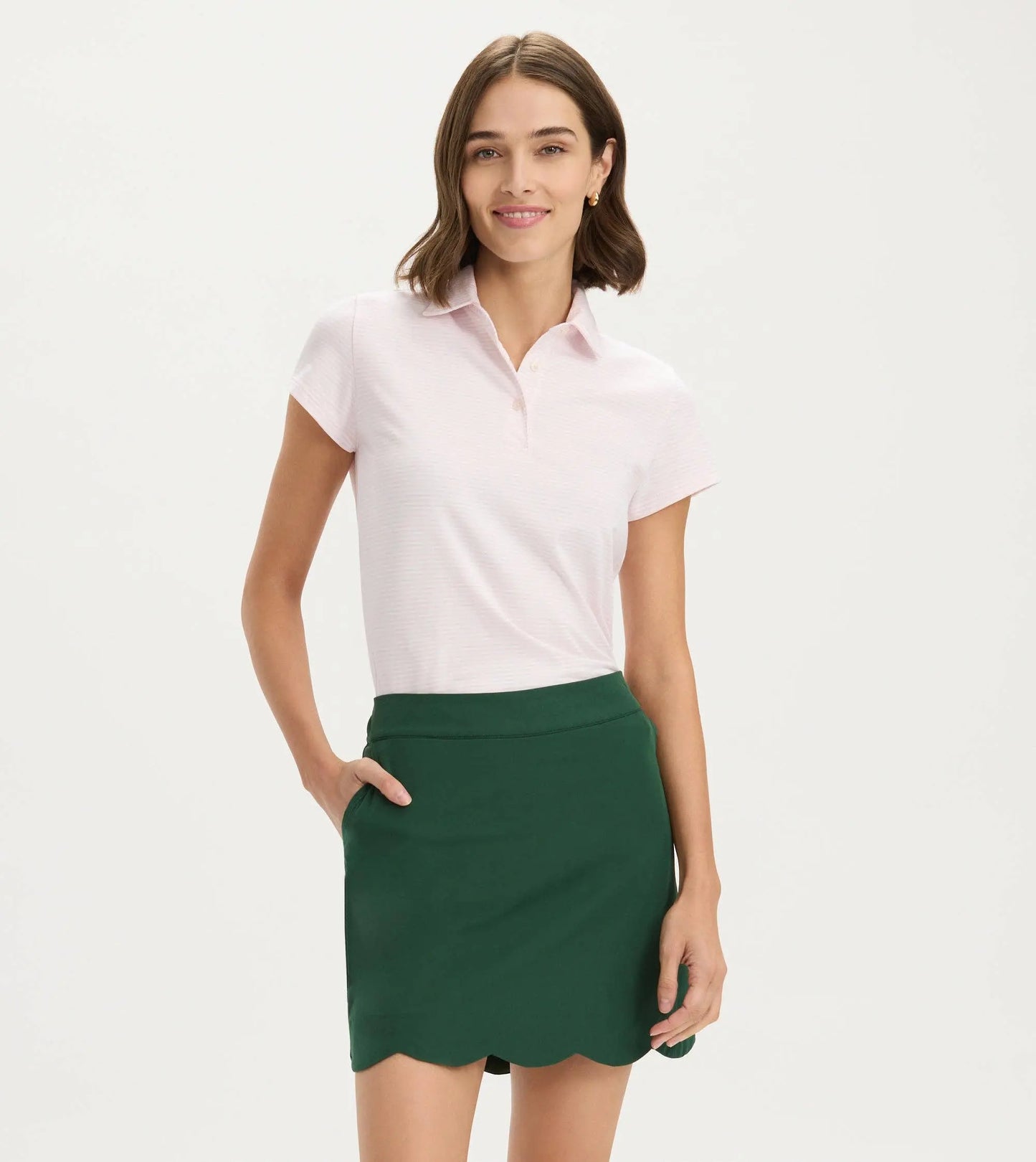Belle Stretch Cotton Polo - Petal White - Tops