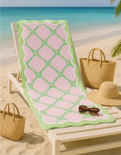 Butterfly Trellis Scalloped Edge Oversized Beach Towel - Gifts