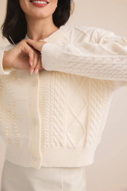 GILLI Camille cable knit cardigan sweater with a cozy, textured design and a button-front closure.