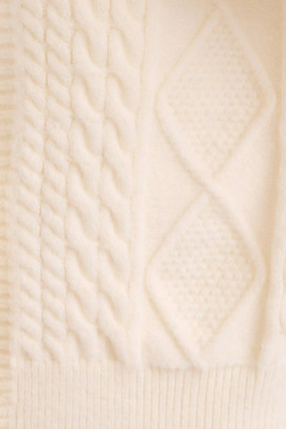 GILLI Camille cable knit cardigan sweater in neutral color, featuring cozy textured knit and button closure.