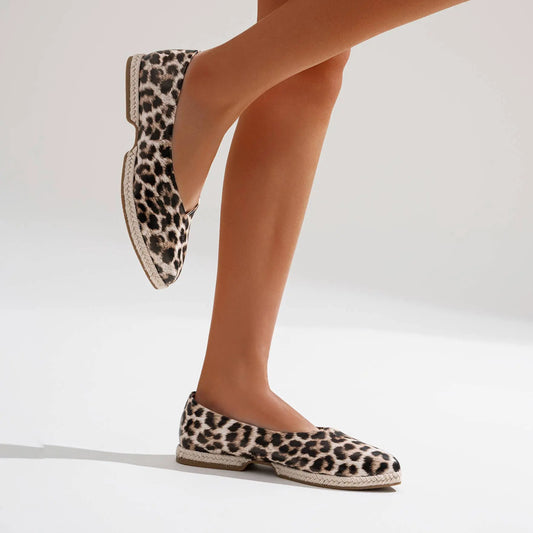 Camille Leopard Pointed Espadrille Flats - Footwear