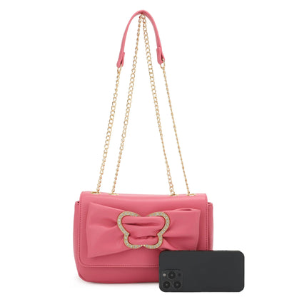 Celine Shoulder Bag with Butterfly Bow - Honey Pink - Crossbody Bags