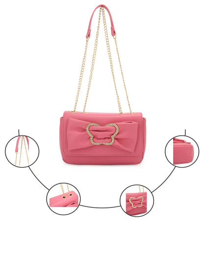 Celine Shoulder Bag with Butterfly Bow - Honey Pink - Crossbody Bags