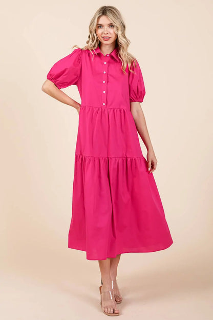 Charlotte Tiered Midi Dress - Dresses