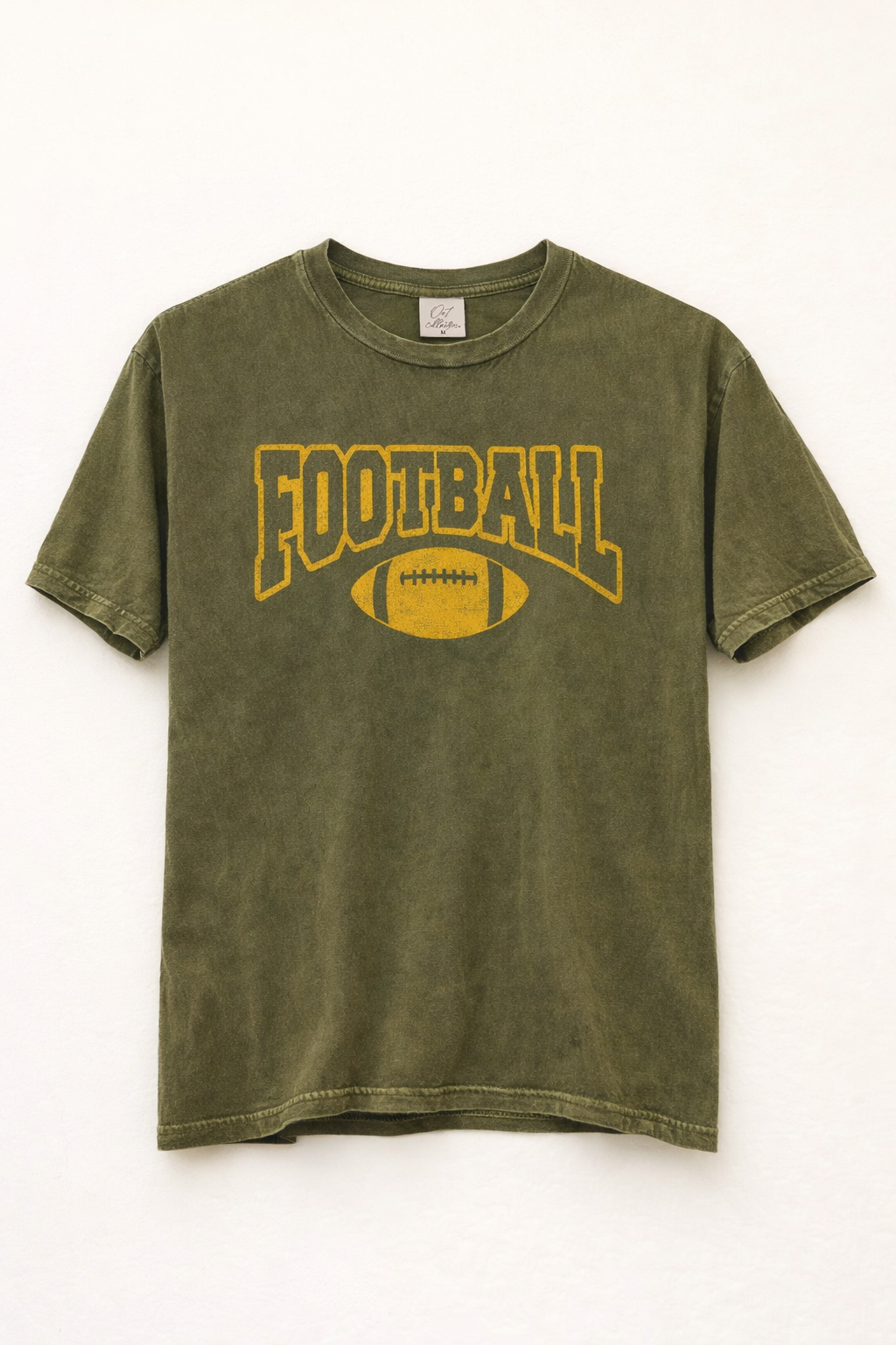 Olivia Football Mineral Washed Tee by Oat Collective, soft blue men's t-shirt with a relaxed fit and football-inspired design.