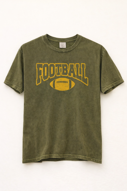 Olivia Football Mineral Washed Tee by Oat Collective, soft blue men's t-shirt with a relaxed fit and football-inspired design.