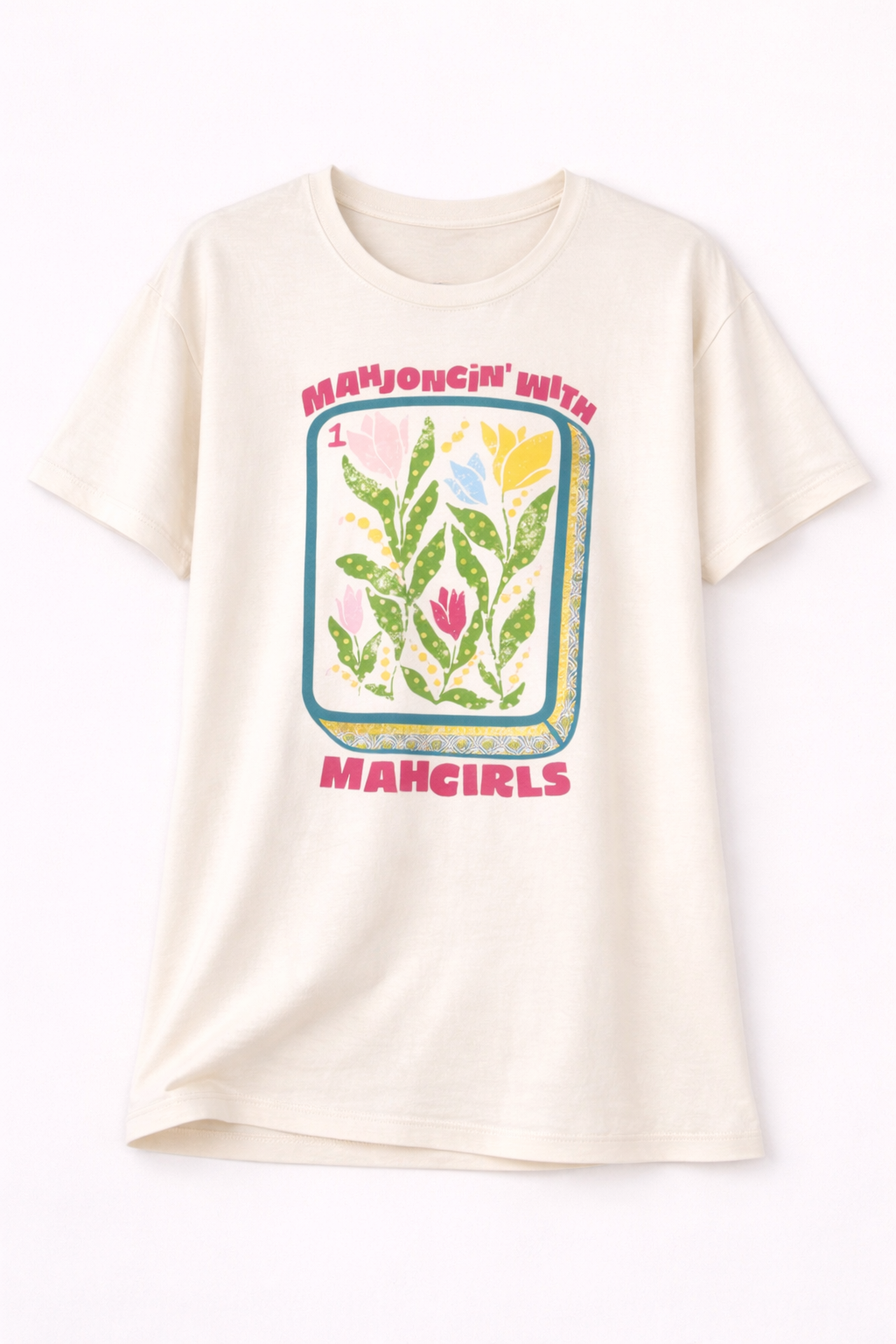 Poppy & Pine The Mahjong Society Tee featuring a stylish graphic design on a casual cotton T-shirt.